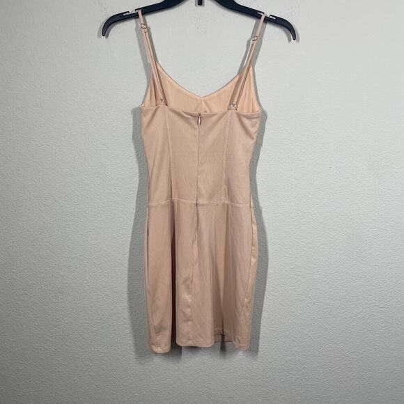H:ours XXS Moe Cut Out Rib Mini Dress Tan Strappy Adjustable Strap Sleeveless - Picture 8 of 8